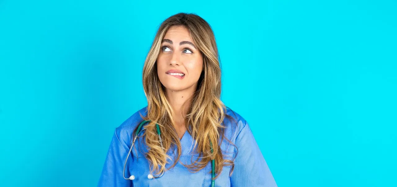 picture of a nurse thinking about questions in in her mind
